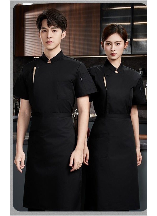 NIBEMINENT Chef Overalls Short Sleeve Spring and Summer Thin Breathable Hotel Restaurant Dining Kitchen Stain-Resistant Chef Uniform Workwe  - Image 1