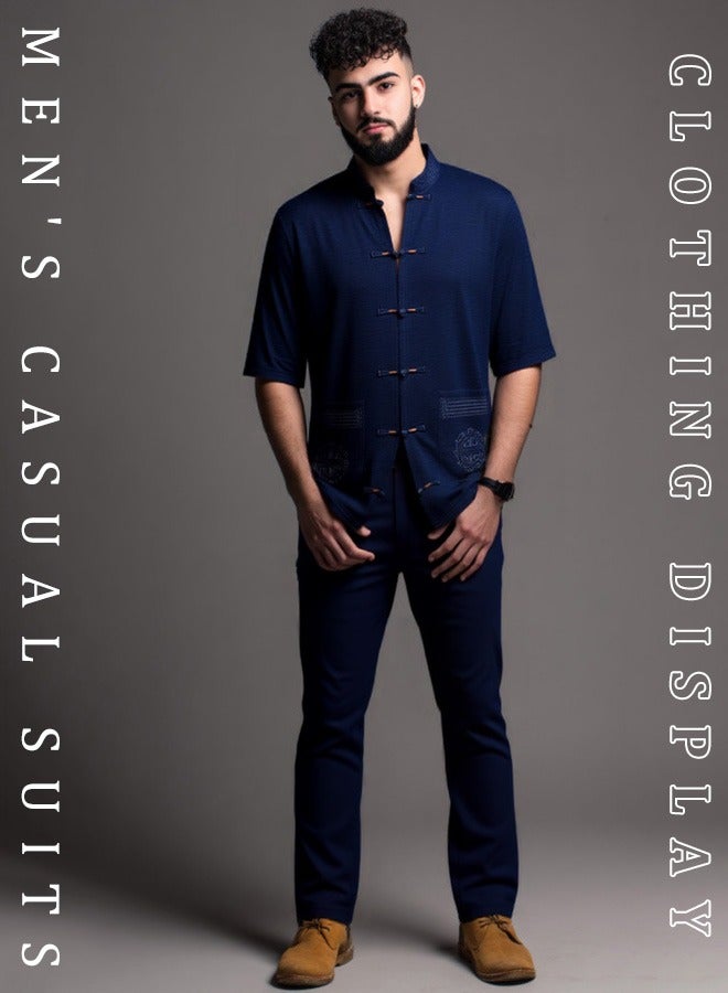Men's casual suits, summer men's suits, suits consisting of a jacket and pants - Image 4