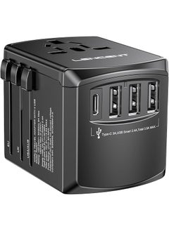 Lencent LENCENT Universal Travel Adapter, International Charger with 3 USB Ports and Type-C PD Fast Charging Adaptor for iPhone, Galaxy, Tablet, Gopro. for Over 200 Countries Type A/C/G/I (USA, UK, EU AUS) 