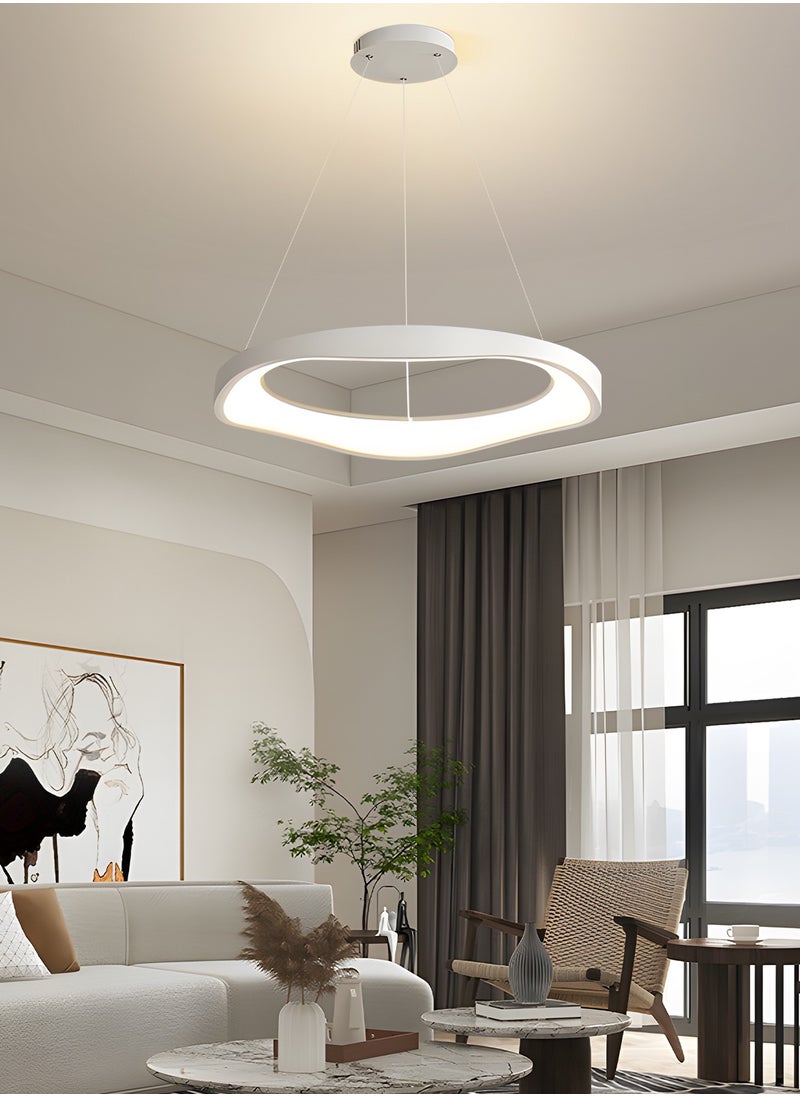YATAI LIGHTING - White Round LED Chandelier, 59W Adjustable Height & Light, Remote Control 3000K-6000K Dimming, Modern Minimalist Ceiling Light for Dining Room, Bedroom, Living Room, 15-25㎡ - Image 1