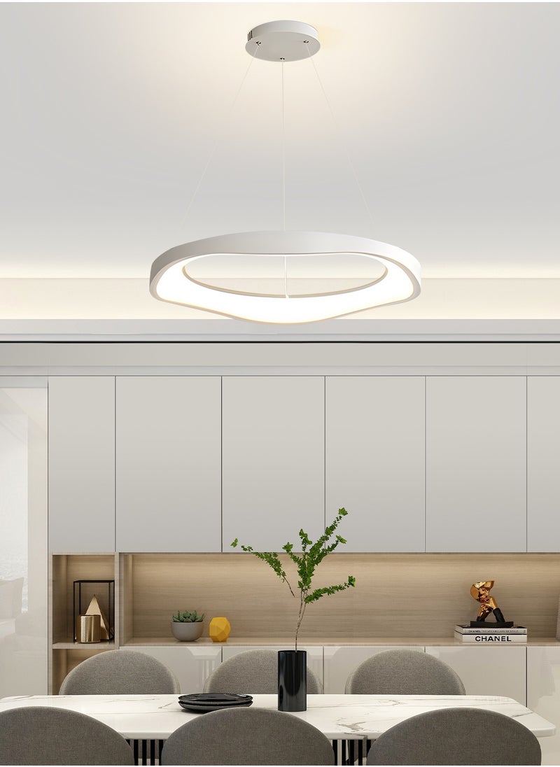 YATAI LIGHTING - White Round LED Chandelier, 59W Adjustable Height & Light, Remote Control 3000K-6000K Dimming, Modern Minimalist Ceiling Light for Dining Room, Bedroom, Living Room, 15-25㎡ - Image 1