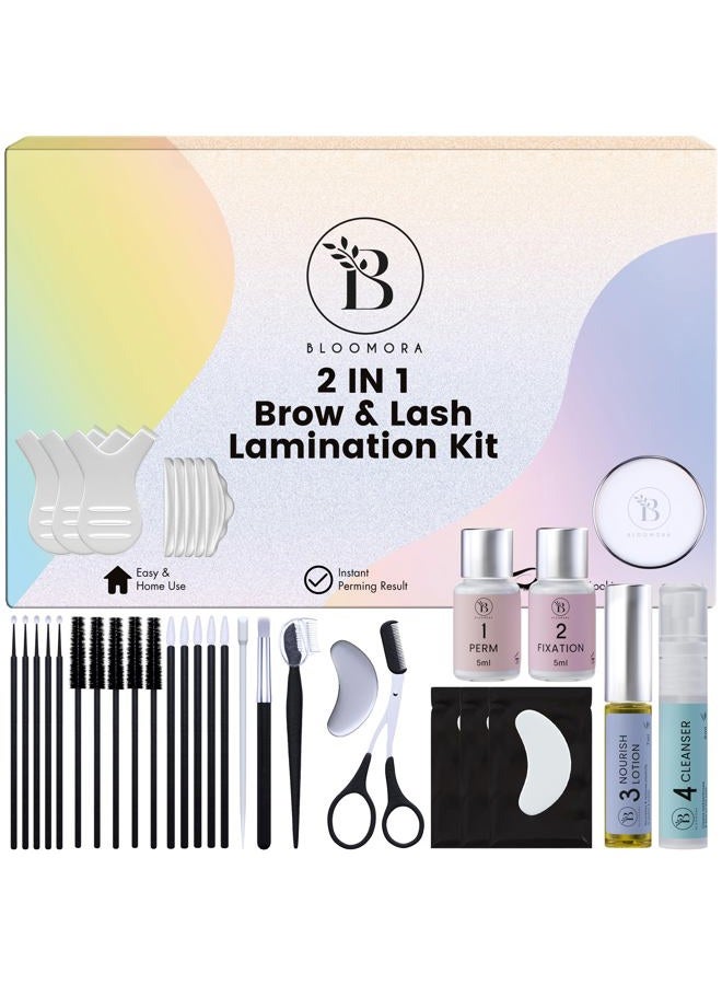 BLOOMORA BLK7 Eyelash Lamination Kit Complete Kit for Eyebrow Lamination Kit 2 in 1 Solution for Eyebrows at Home, 6-8 Weeks Lasting, 15 Applications, DIY Lash Lift - BLK7 - Image 1