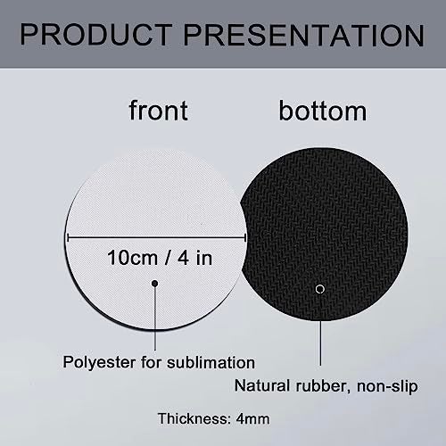 OKBA 50 PCS Sublimation Blank Cup Coasters Bulk, 4x4 Inch Round Blank Cup Mat Rubber for Sublimation Transfer Heat Press Printing DIY Crafts - Image 2