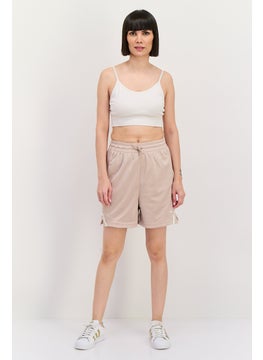 adidas Originals Women Sportswear Fit Brand Logo Outdoors Short, Beige  - Image 4