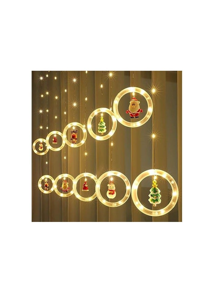 Kaygital Christmas Window Lights - Tree Ring Lights with Curtain Indoor Decoration - Creative Christmas Hanging Lights (Round) - Image 1