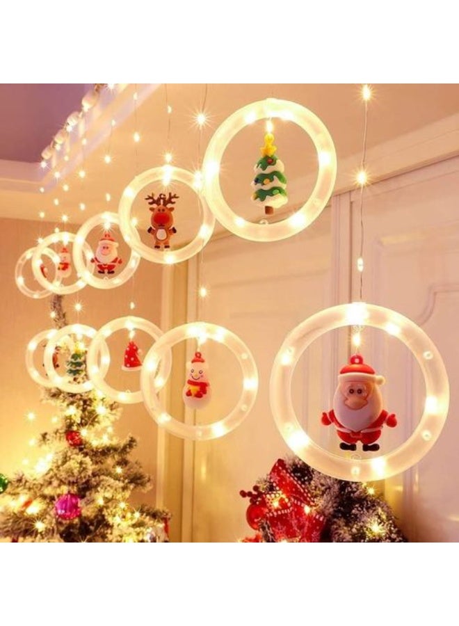 Kaygital Christmas Window Lights - Tree Ring Lights with Curtain Indoor Decoration - Creative Christmas Hanging Lights (Round) - Image 3
