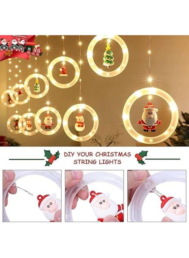 Kaygital Christmas Window Lights - Tree Ring Lights with Curtain Indoor Decoration - Creative Christmas Hanging Lights (Round) - Image 4