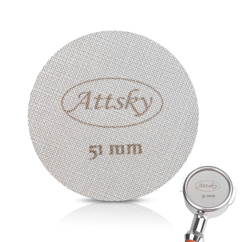 Attsky 51mm Espresso Puck Screen Espresso Filter for 51mm Portafilter Filter Basket Reusable Espresso Screen with 17mm Thickness 150m 316 Stainless Steel