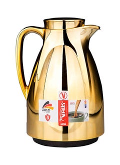 Valk Valk Vacuum Flask with Double Wall Glass (1 Liter) | Wide Mouth with Anti-Leakage Cap Double Walled Travel Mug | Liter Gold Color  - Image 2