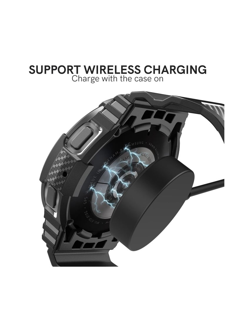 Captaintech Band with Case Compatible with Galaxy Watch 5 44mm, for Galaxy Watch 4 44mm Band with Case, Shockproof Sport Watch Band TPU Replacement Strap - Image 2