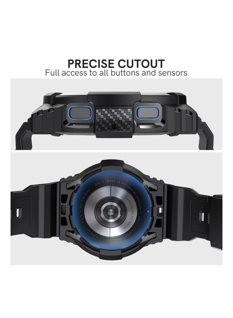 Captaintech Band with Case Compatible with Galaxy Watch 5 44mm, for Galaxy Watch 4 44mm Band with Case, Shockproof Sport Watch Band TPU Replacement Strap - Image 4