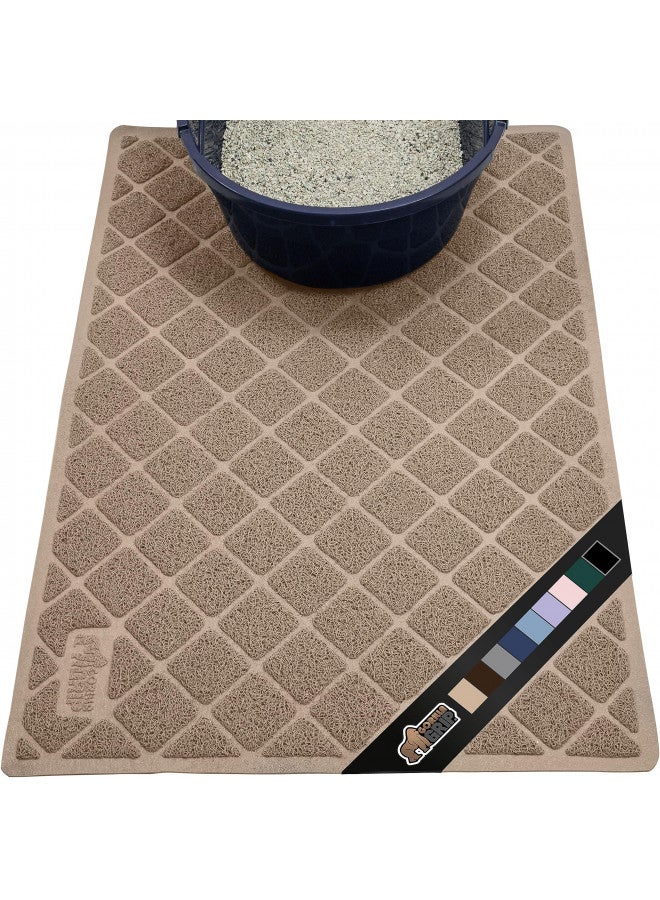 Gorilla Grip The Original Gorilla Grip 100% Waterproof Cat Litter Box Trapping Mat, Easy Clean, Textured Backing, Traps Mess for Cleaner Floors, Less Waste, Stays in Place for Cats, Soft on Paws, 40x28 Beige - Image 1