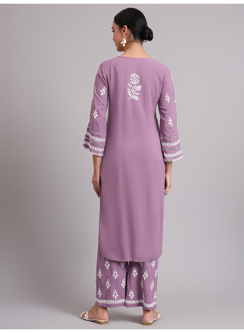 Alaya Women Hand Embroidered Lucknowi Chikankari Rayon Kurta Set-AL4078KS - Image 2