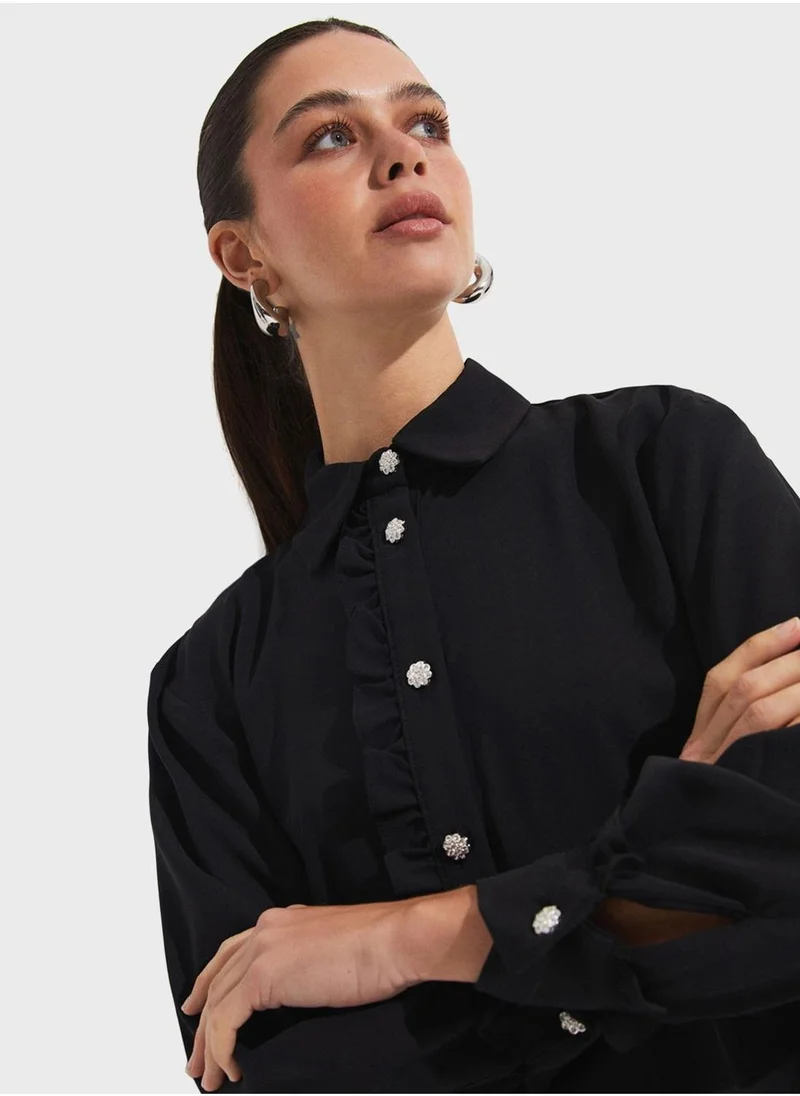 جون Ruffle Detail  Shirt & Pants Set