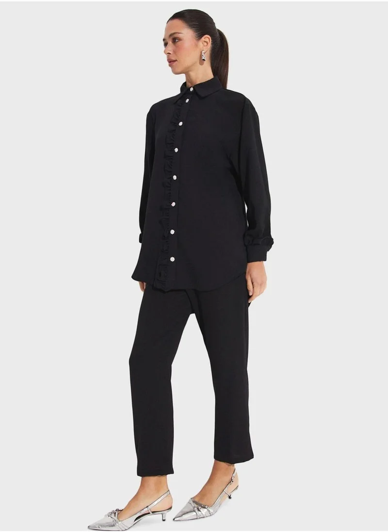 جون Ruffle Detail  Shirt & Pants Set