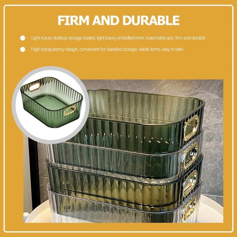 Makeup Organizer and Skincare Storage Box with Dustproof Lid, Desktop Cosmetic Storage Caddy in Dark Green for Bathroom and Vanity Sundries Management - Image 3