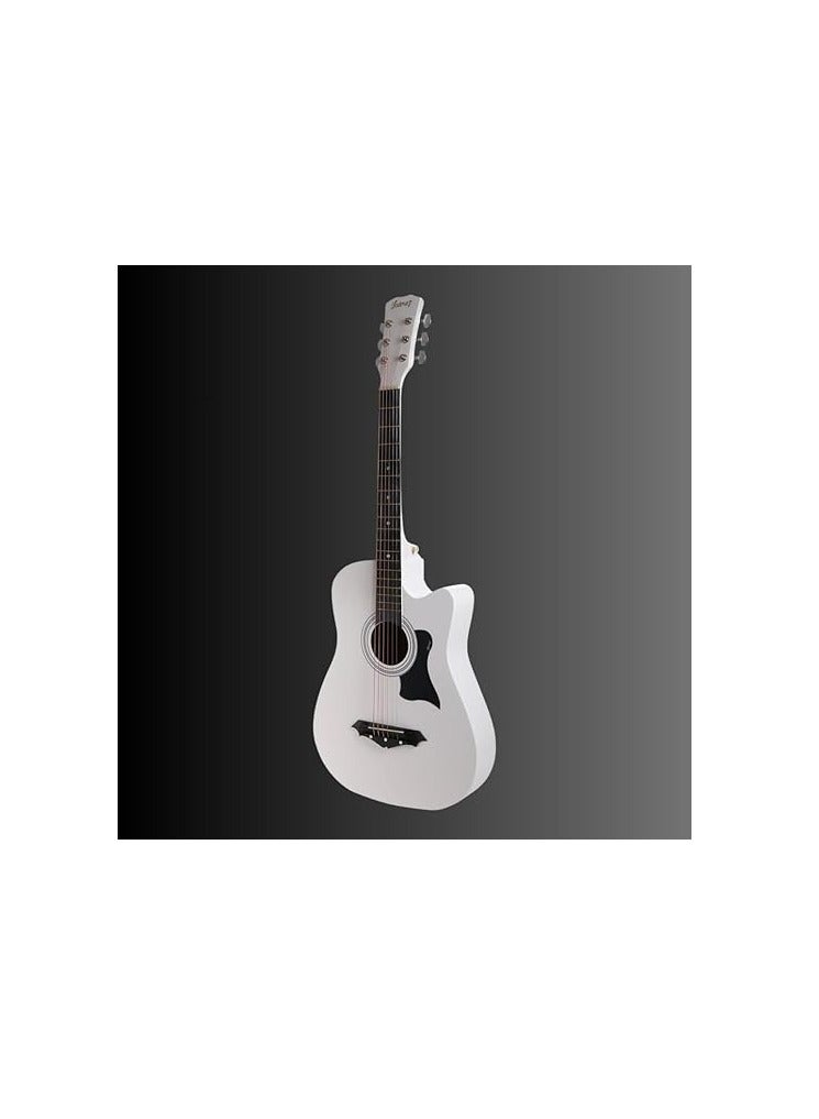 Megarya Flamingo Series MF38WH Acoustic Guitar Made by Linden Binding and Full Wood Construction with Geared Tuning, Wood Frame and Steel Strings - Image 1