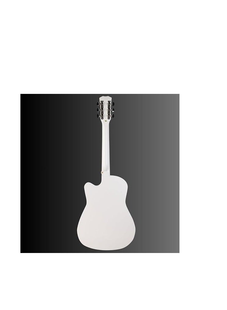 Megarya Flamingo Series MF38WH Acoustic Guitar Made by Linden Binding and Full Wood Construction with Geared Tuning, Wood Frame and Steel Strings - Image 4