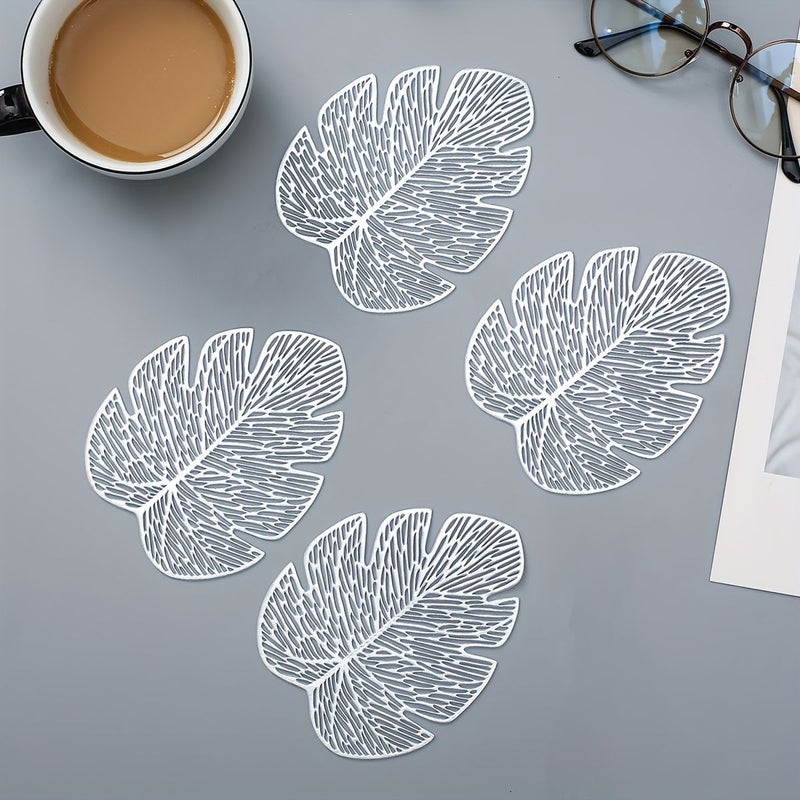 Rose Golden Banana Leaf Coasters 6 Pcs for Table Cup Holders - Image 5