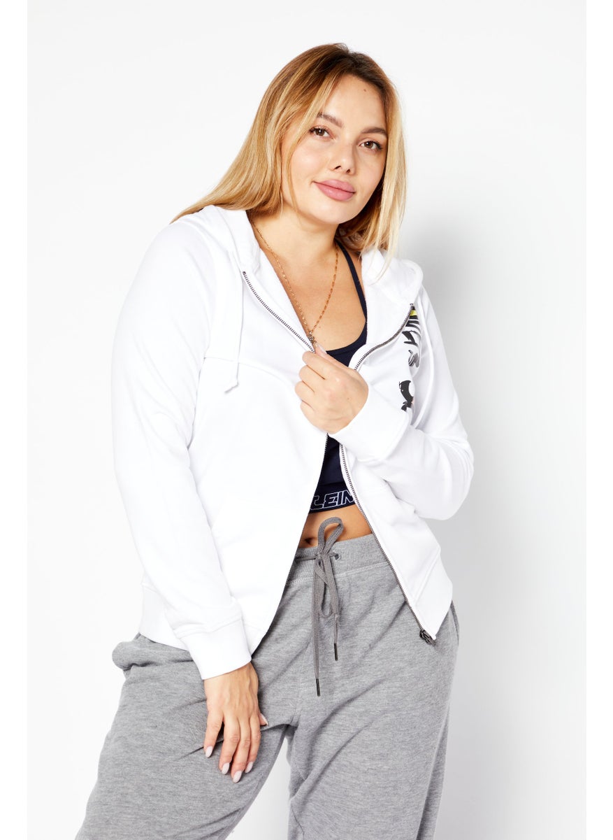 Love Moschino - Women Hooded Neck Graphic Sweatshirt, White - Image 1
