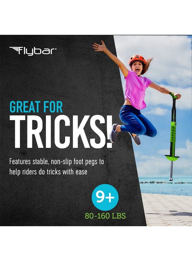 Flybar Master Pogo Stick for Kids, Ages 9+, 80 to 160 Pounds, Easy Grip Handles, Anti-Slip Pegs, Outdoor Toys for Boys, Jumper Toys for Girls, Outside Toys for Kids, Tweens and Teens (Green) - Image 3