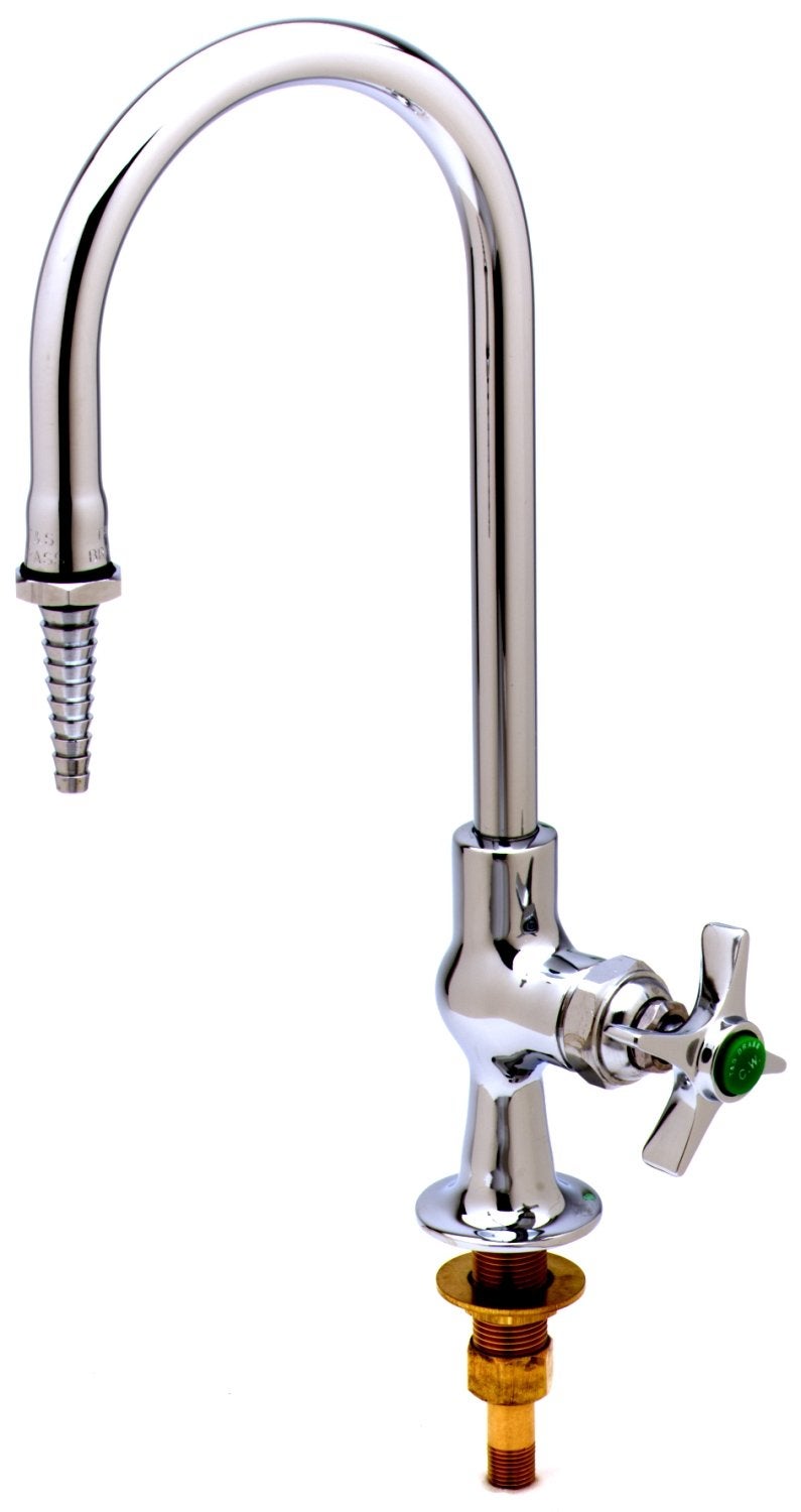 TS Brass BL570501 Lab Faucet Single Temperature Control Rigid Gooseneck Serrated Tip 12Inch Npt Male Inlet