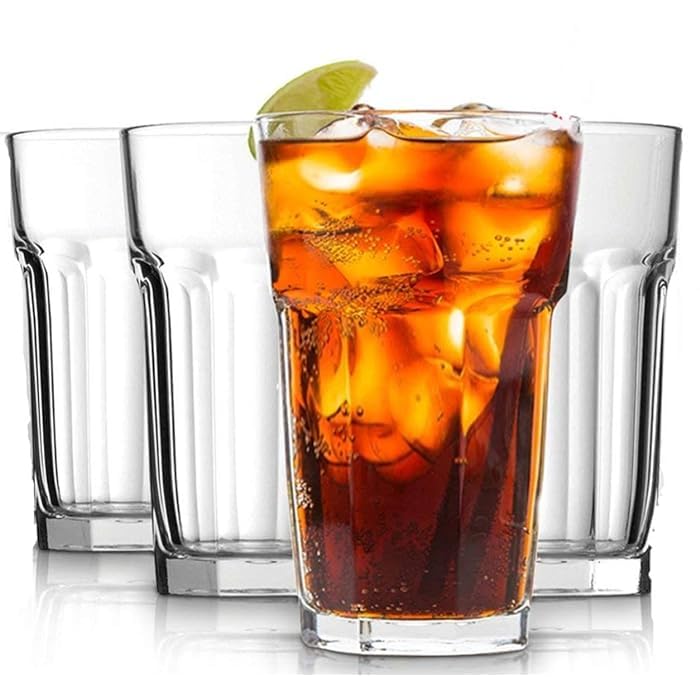 NVRA 400 ML Water Glasses Set of 12 Highball Tumbler and Heavy Base Clear Iced Tea Glasses for Drinking Cocktail Juice Milkshake Lassi Coke Soda Dishwasher Safe - Image 5
