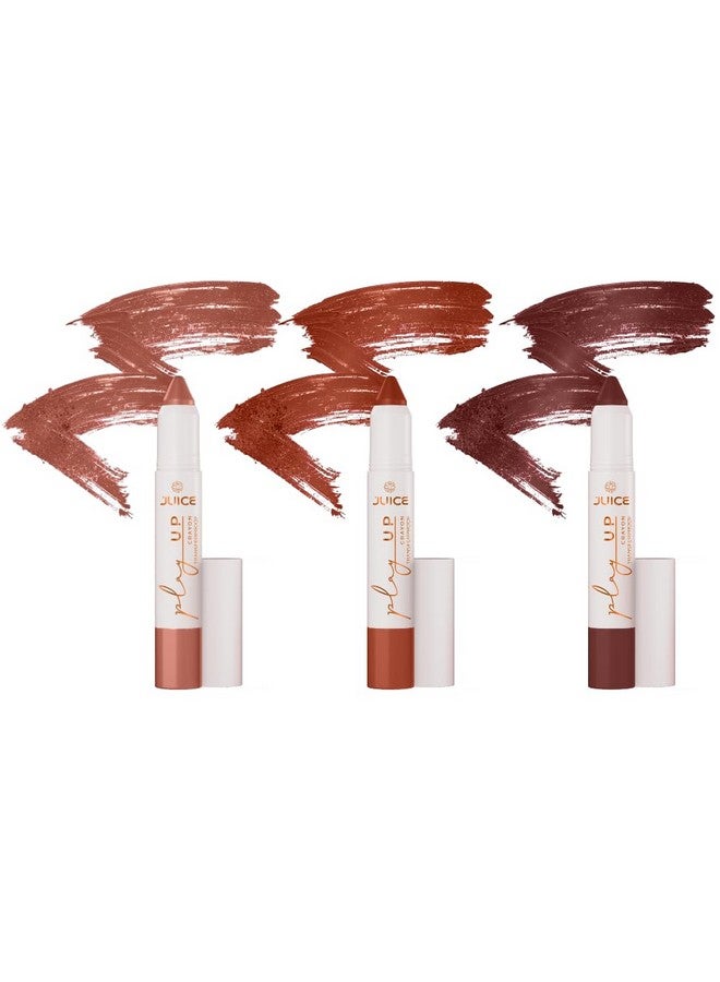 JUICE Play Up Lip Crayon-Play long games with transfer-proof rich color 3pc Combo Set(Barely There-MCR01, Brown-MCR03, Hold My Latte-MCR04) - Image 1