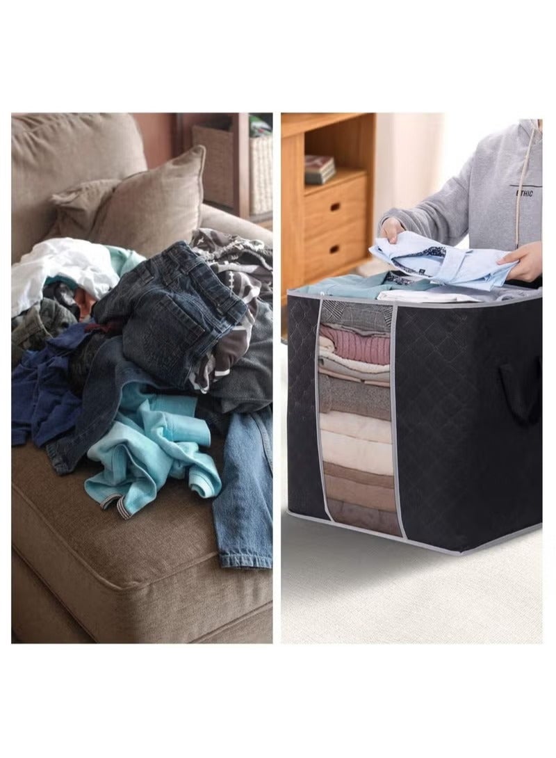 3 Pieces Large Capacity Sized Bags Clothes Storage Organizers Foldable,Durable,and Space-saving with See-Through Window and Carry Handles  - Image 4