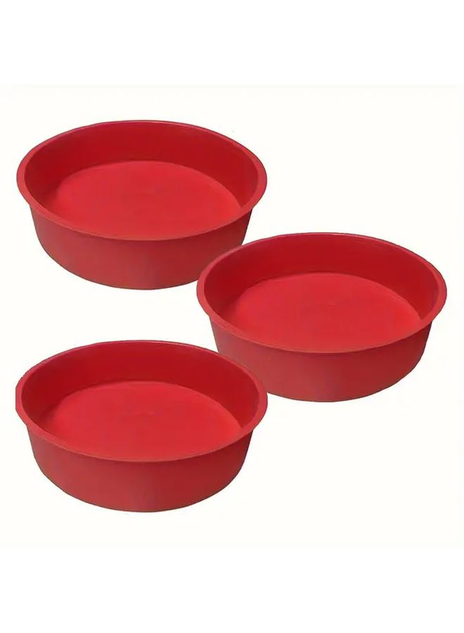 Red Round Silicone Cake Pan 21.5 cm Nonstick Oven Safe Baking Mold for Cheesecake Chocolate Layer Cakes Holiday Baking Supplies - Image 2