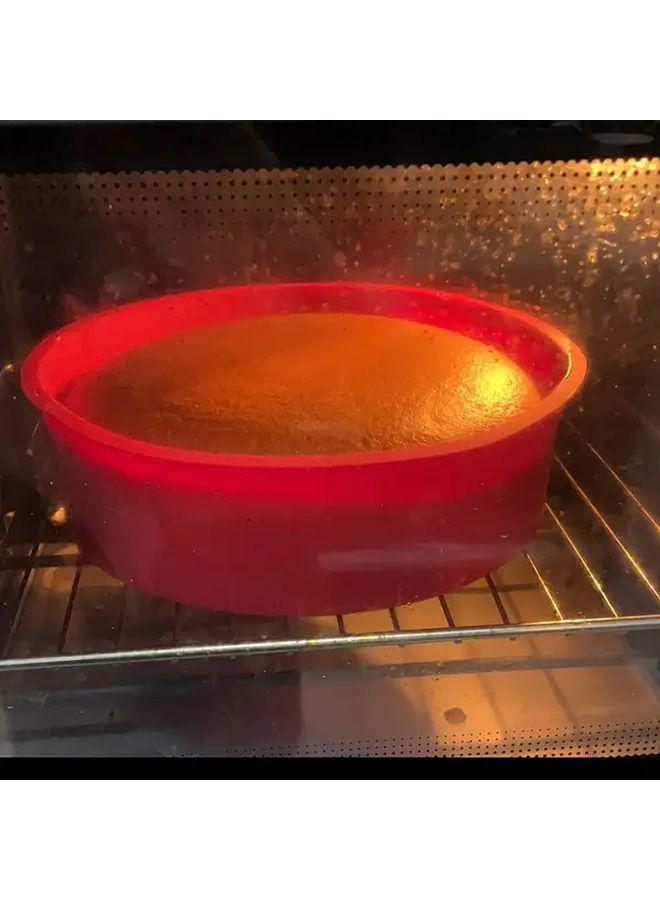 Red Round Silicone Cake Pan 21.5 cm Nonstick Oven Safe Baking Mold for Cheesecake Chocolate Layer Cakes Holiday Baking Supplies - Image 5