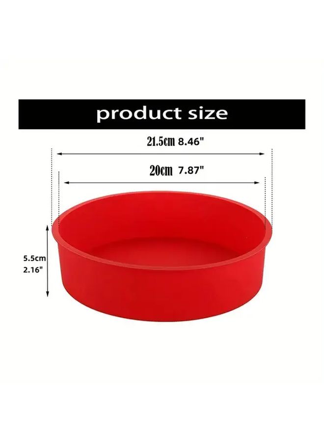 Red Round Silicone Cake Pan 21.5 cm Nonstick Oven Safe Baking Mold for Cheesecake Chocolate Layer Cakes Holiday Baking Supplies - Image 3