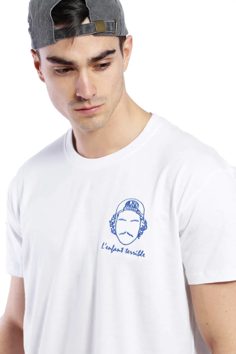 Edgard Paris L'Enfant Terrible (The Rebellious Child) Embroidered T-Shirt - White 100% Cotton