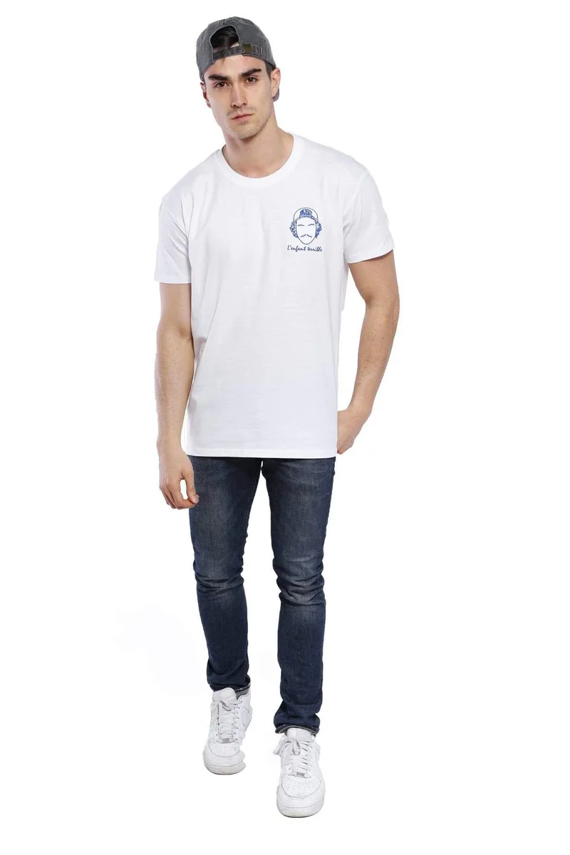 Edgard Paris L'Enfant Terrible (The Rebellious Child) Embroidered T-Shirt - White 100% Cotton