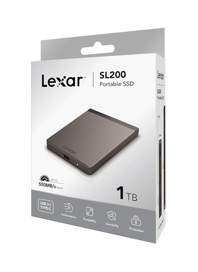 Lexar 1TB SL200 Portable SSD, Read/Write Speeds of up to 550 MB/s, USB-C, External Solid State Drive (LSL200X001T-RNNNG)
