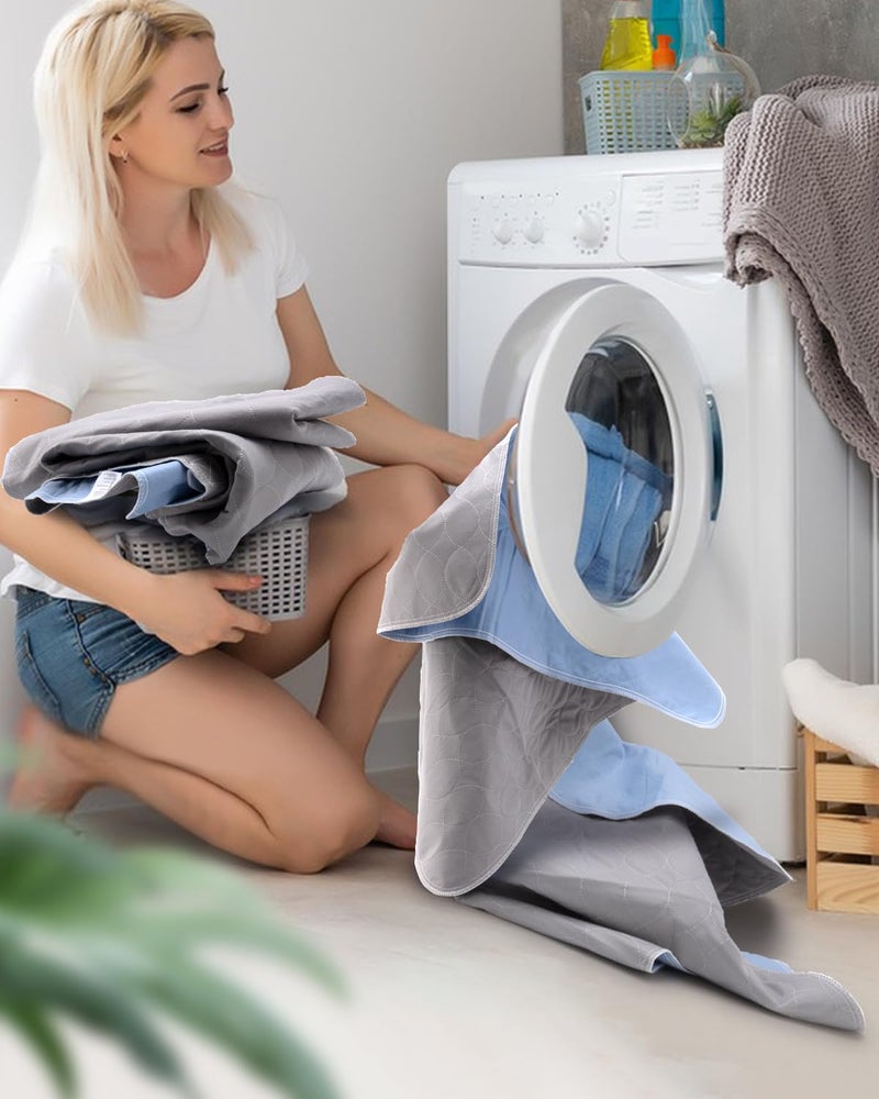 Brosive Washable Bed Pads 34" x 36" - 4 Pack, Grey, Waterproof Bed Pads for Incontinence, Bed Wetting Pads for Bed, Sofa, Floor, Resuable Underpads for Adults, Seniors, Pet - Image 5