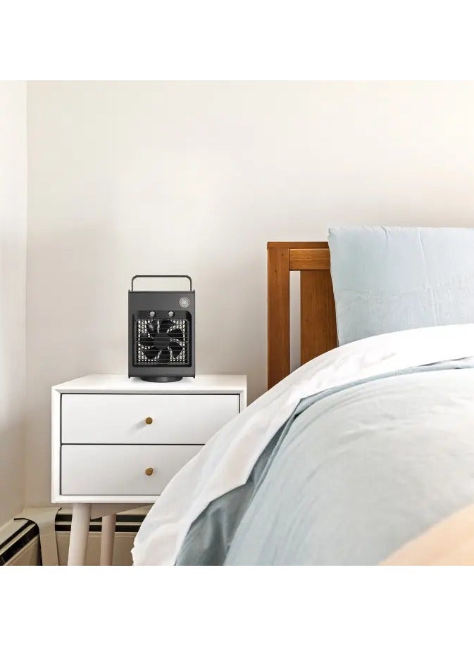 بورودو مروحة تبريد محمولة من Air & Mist مع ضوء ليلي ومتذبذبة للسفر والأنشطة الخارجية والمنزل والمكتب - لون أسود - Image 5