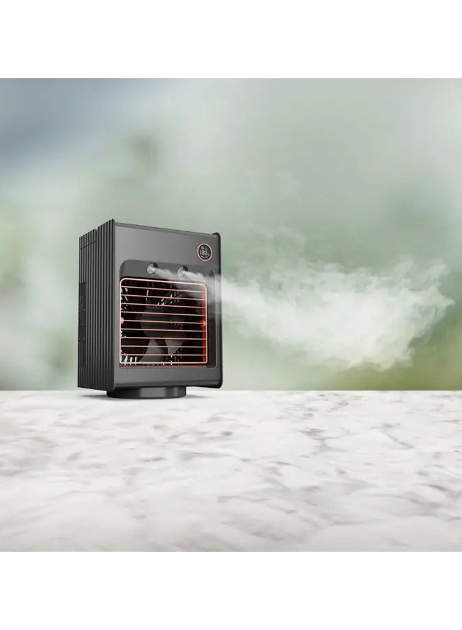 بورودو مروحة تبريد محمولة من Air & Mist مع ضوء ليلي ومتذبذبة للسفر والأنشطة الخارجية والمنزل والمكتب - لون أسود - Image 4