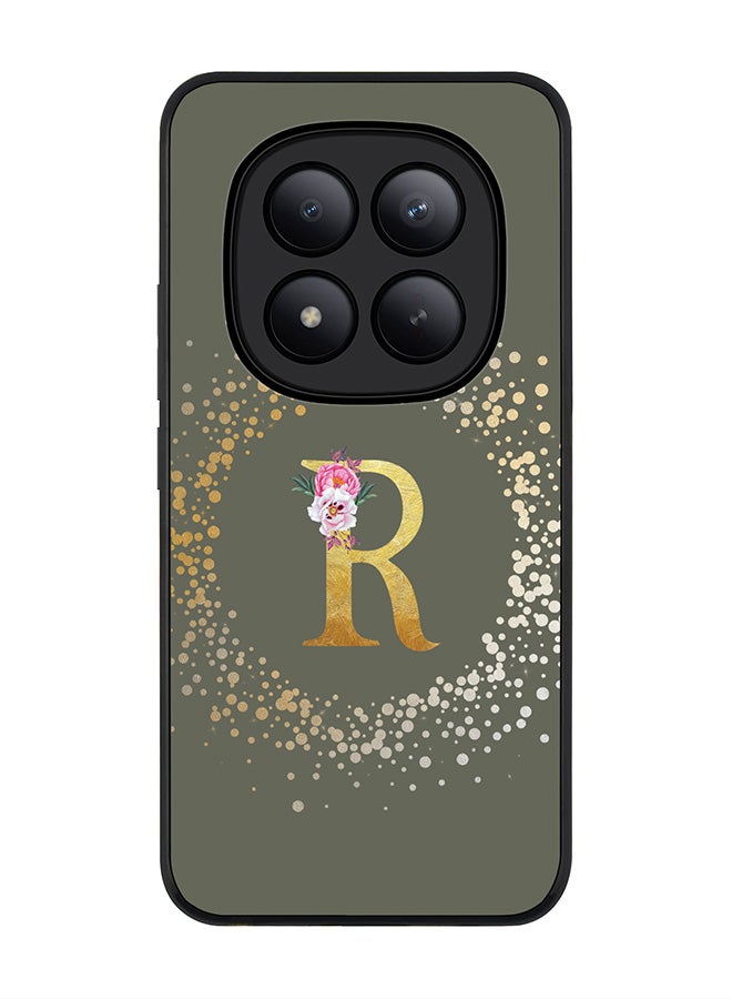 Stylizedd For Xiaomi Redmi Note 15 Pro+ / Poco M8 Pro Case,Slim fit Camera Protection, Shockproof Thin Phone cover  - Custom Monogram Floral - R  (Olive Green ) - Image 1