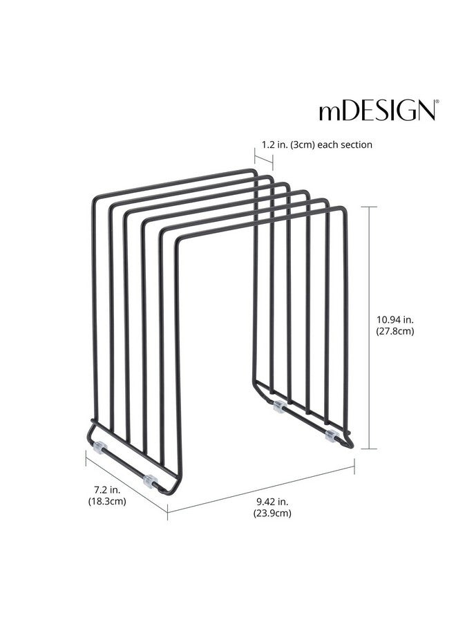 إم ديزاين حامل أغطية الأواني والمقالي من إم ديزاين - حامل سلكي معدني للخزائن أو المخازن أو أسطح المطبخ - حامل أواني قائم بذاته مع 5 فتحات للمقالي والأواني والأغطية والأواني الفخارية - أسود - Image 3