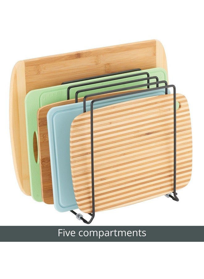 إم ديزاين حامل أغطية الأواني والمقالي من إم ديزاين - حامل سلكي معدني للخزائن أو المخازن أو أسطح المطبخ - حامل أواني قائم بذاته مع 5 فتحات للمقالي والأواني والأغطية والأواني الفخارية - أسود - Image 4