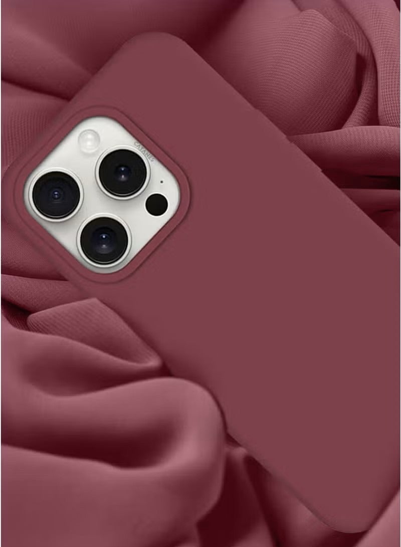 general Ultra-Slim Liquid Silicone Case for iPhone 16 Pro Max | Premium Soft-Touch Protective Cover with Internal Microfiber Lining & Enhanced Camera Protection – Maroon - Image 3