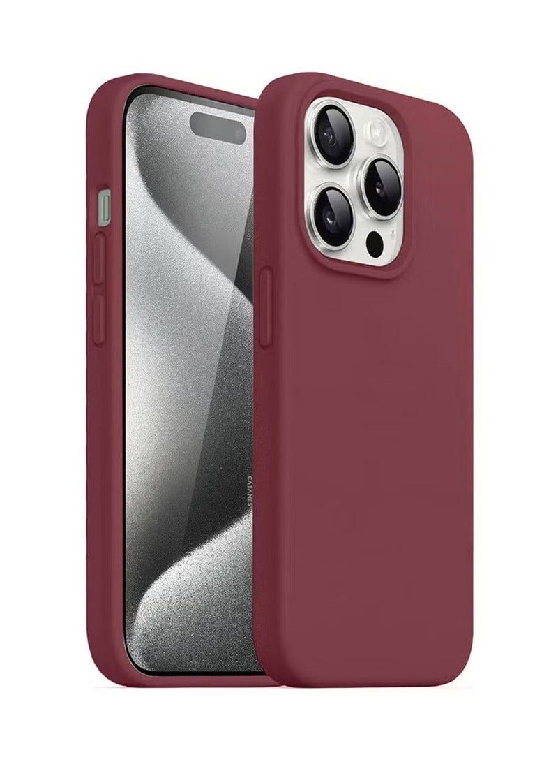 general Ultra-Slim Liquid Silicone Case for iPhone 16 Pro Max | Premium Soft-Touch Protective Cover with Internal Microfiber Lining & Enhanced Camera Protection – Maroon - Image 2
