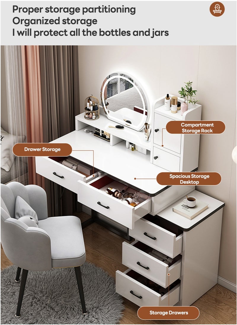 Sharpdo Modern Minimalist Dressing Table for Bedroom with LED Mirror and Drawer Storage （80-100)*40*120cm  - Image 5