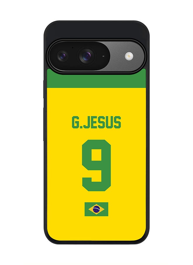 Stylizedd For Google Pixel 9 Case,Slim fit Camera Protection, Shockproof Thin Phone cover - Football - Brazil, G.Jesus  - Image 1