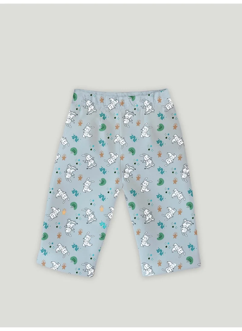 LUAY White & Blue Luay® 100% Cotton Printed Combo Co-ord Set | Ultra-Soft Stylish & Classy Oufits | Full-Sleeve T-Shirt & Comfy Pants - White & Blue. for Men | Best Price UAE