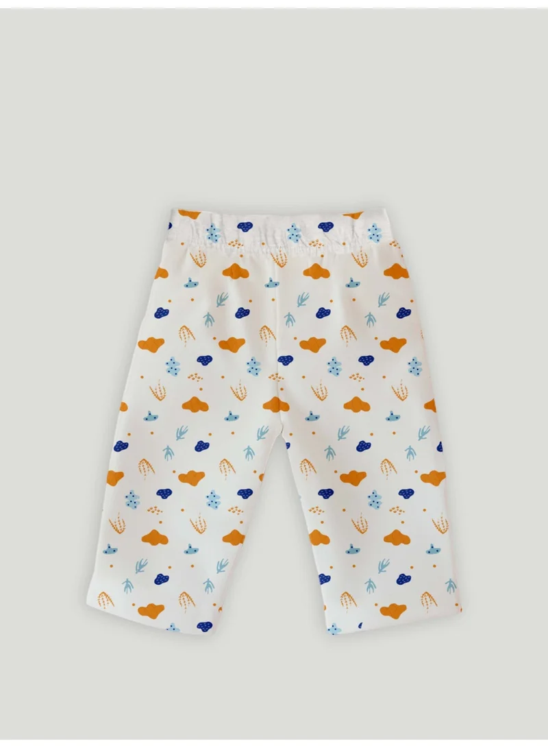 LUAY White & Blue Luay® 100% Cotton Printed Combo Co-ord Set | Ultra-Soft Stylish & Classy Oufits | Full-Sleeve T-Shirt & Comfy Pants - White & Blue. for Men | Best Price UAE