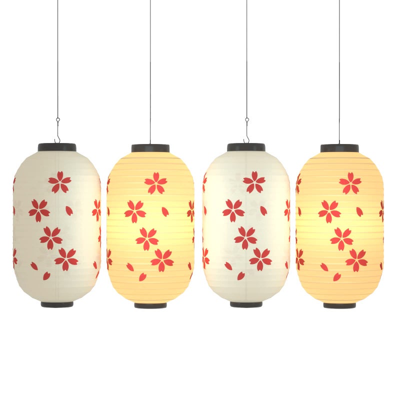 ZUEXT Traditional Japanese Style Beige White Silk Cherry Blossom Lantern 8 x 14 Inch, ZUEXT Set of 4 Waterproof Indoor Outdoor Festival Theme Birthday Party Home Yard Lanterns Japanese Eateries Decor - Image 1
