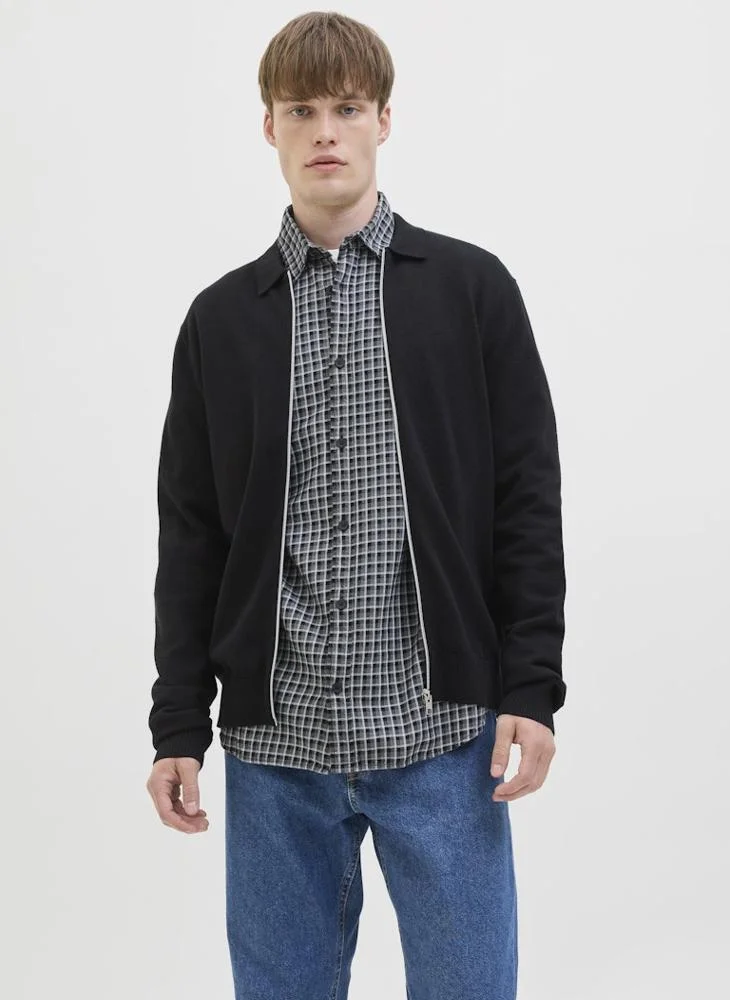 JJ Rebel Bcallum Knit Polo Full Zip Cardigans