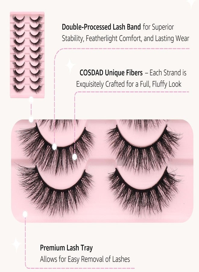 COSDAD Cat Eye False Eyelashes - Natural Look, Wispy & Lightweight Glue-On Lashes, Reusable Fake Eyelashes for Everyday & Party Makeup (10 Pairs) - Image 5